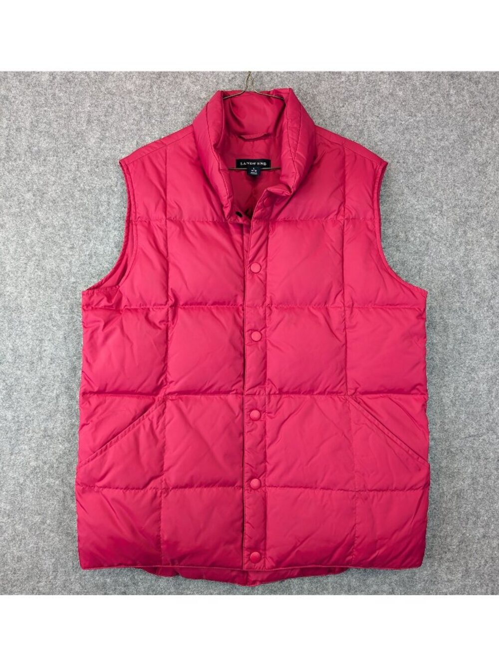Lands End Pink Puffer Vest Women's Large L 14-16 Quilted Insulated Fall Winter